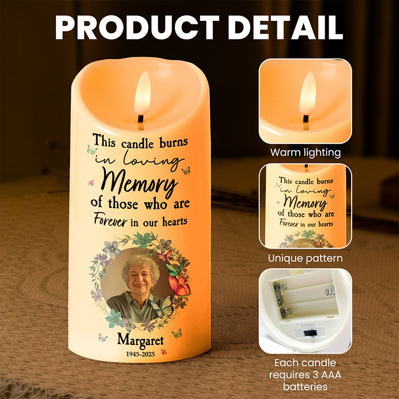 Personalized Photo LED Candle This Candle Burns In Loving Memory Memorial Candle Sympathy Gift for Loss of Loved One