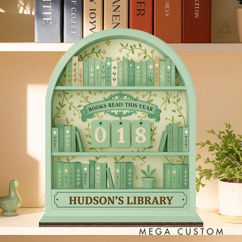 Personalized Books Read This Year Counter Vintage Books Read Tracker with Name Bookshelf Decor for Book Lover Bookish Librarian Reader Christmas Gift