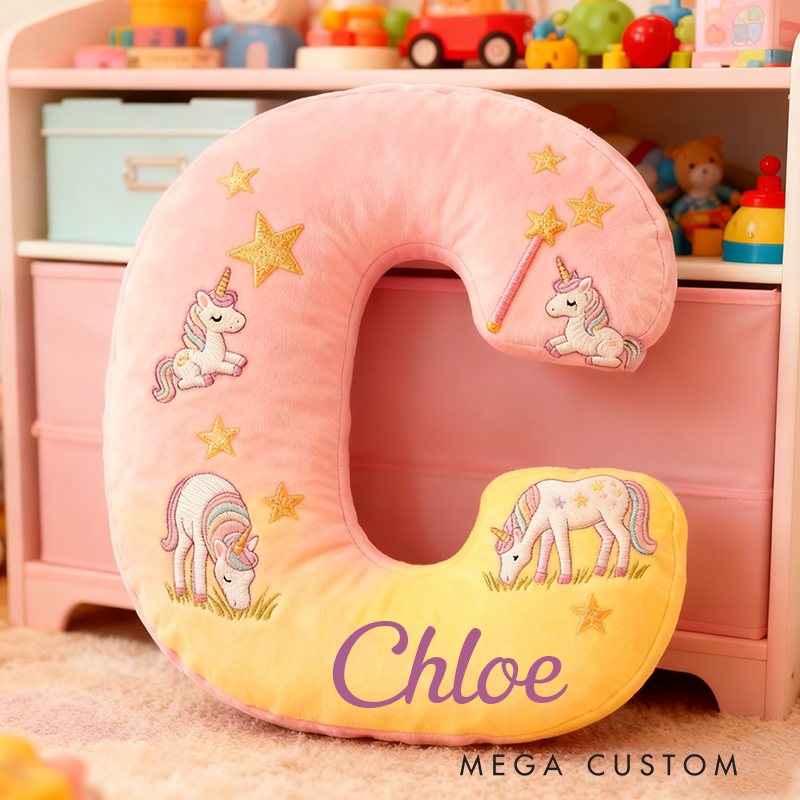 Personalized Colorful 26 Letters Starry Dream Cute Graphic 3D Print Pillow Cute Magic Beautiful Letter Custom Pillow Gift for Kids