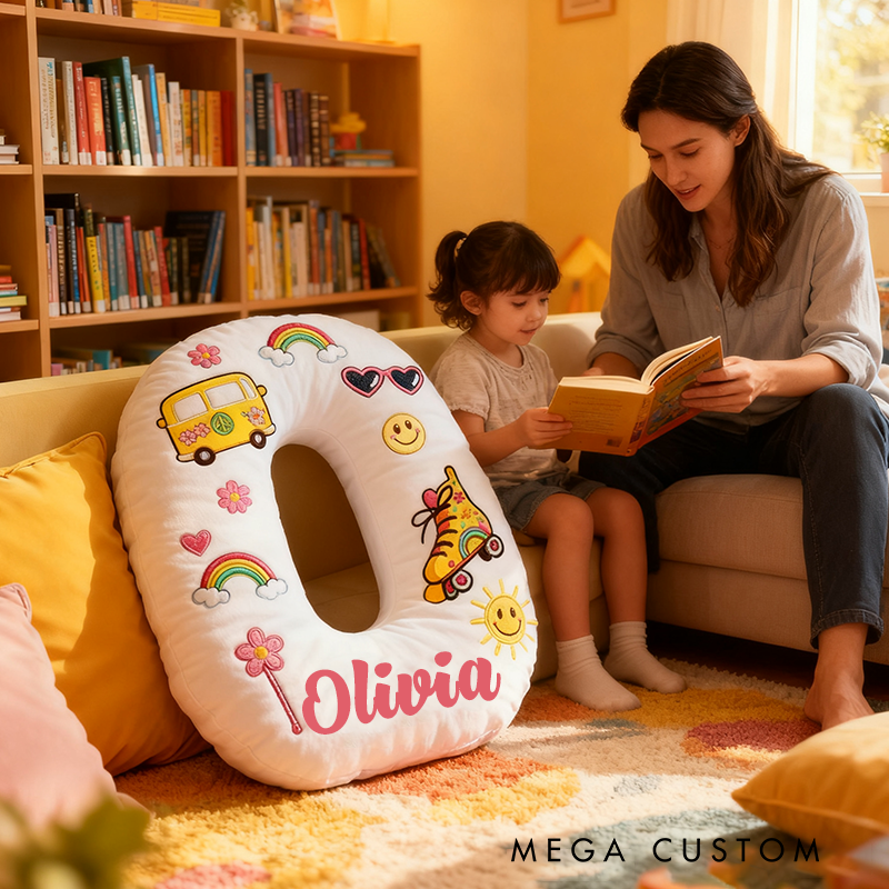 Personalized Colorful 26 Letters Cute Graphic 3D Print Pillow Beautiful Hippie Letter Custom Hippie Pillow