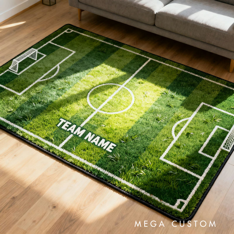 Personalized Soccer Field Rug with Custom Team Name for Kids' Rooms