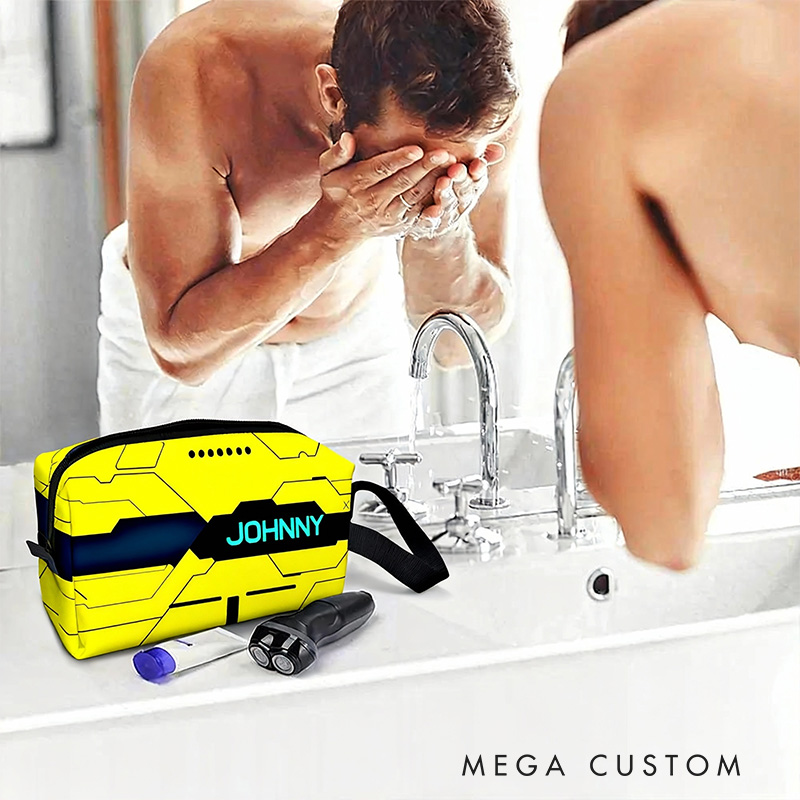 Personalized Cyberpunk Game Portable Toiletry Bag with Zipper and Handle Dopp Kit Travel Accessory Birthday Gift for Game Lover Kids
