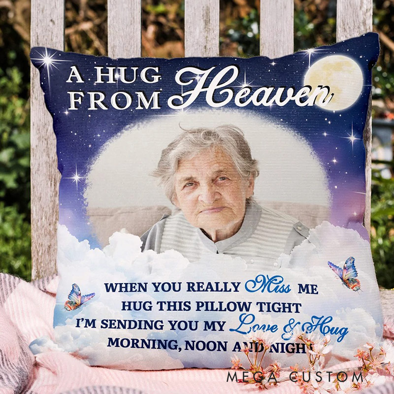 Personalized Memorial Pillow Hug This Pillow And Know I'm Here Custom Double Sided Starry Sky Moon Clouds Pillow Bereavement Gift Sympathy Gift 