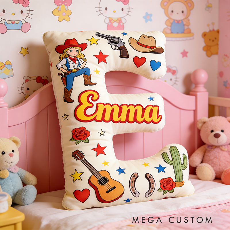 Personalized Floral Cowgirl Boots Western Pillow with Name Western Nursery Birthday Gift for Cowgirls Friends