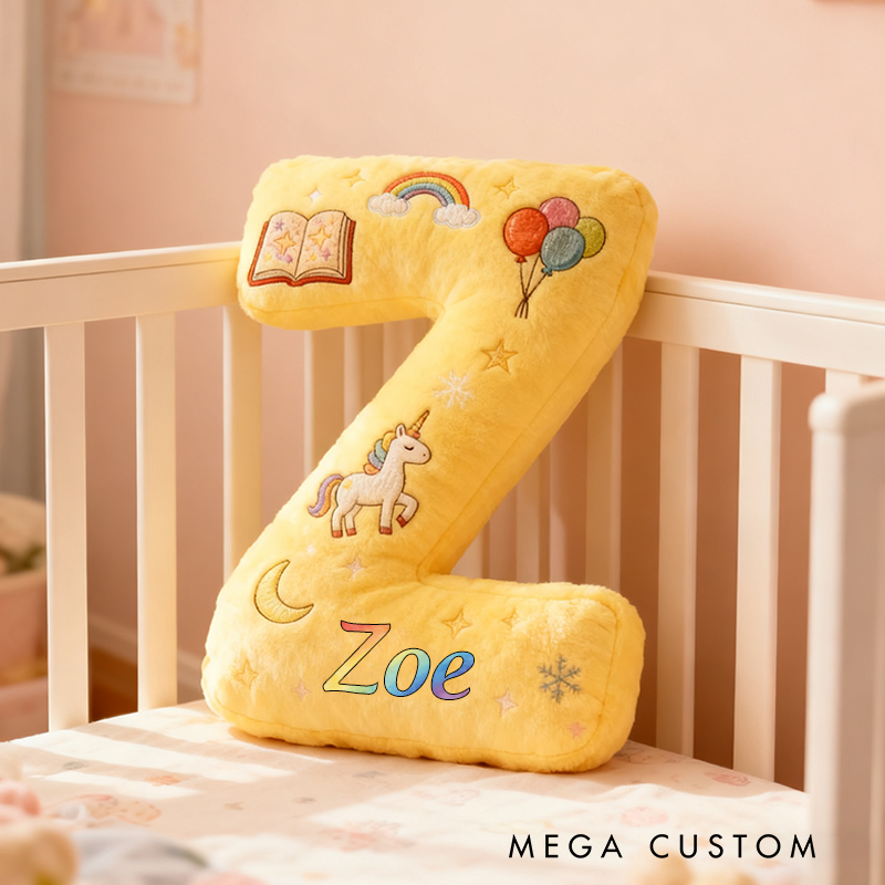 Personalized Cute Letter Pillow with Rainbow Balloons Magic Wand Magic Book for a Colorful Design Graphic 3D Print Pillow Christmas Gift