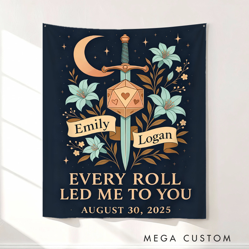 Personalized Rolling to You Couple Tapestry Pixel Art Retro Video Game Tapestry Gift for Nerdy Wedding  Gaming Room Decor for Couples