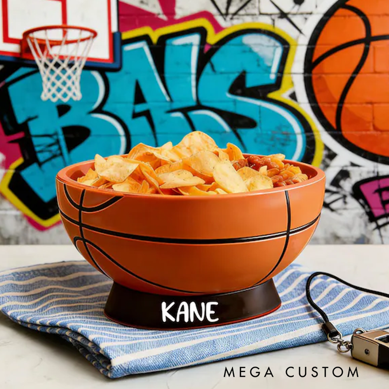 Personalized Basketball Snack Bowl with Custom Name for Sports Fans