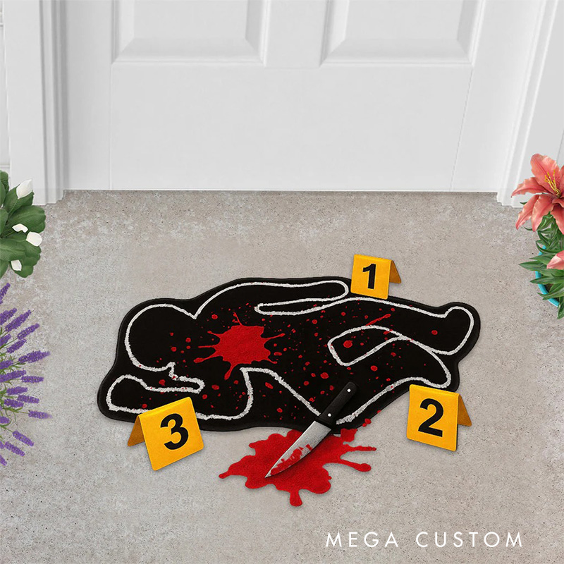 Personalized Crime Scene Rug for Movie TV Show Doormat Movie Lover Gift for Friend Birthday Gift