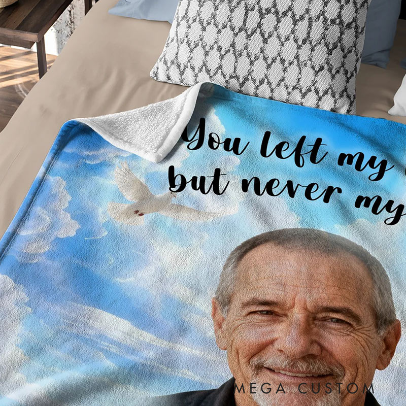 Personalized White Dove Heaven Photo Soft Throw Blanket with Name and Year Memorial Sympathy Gift for Loss Family 