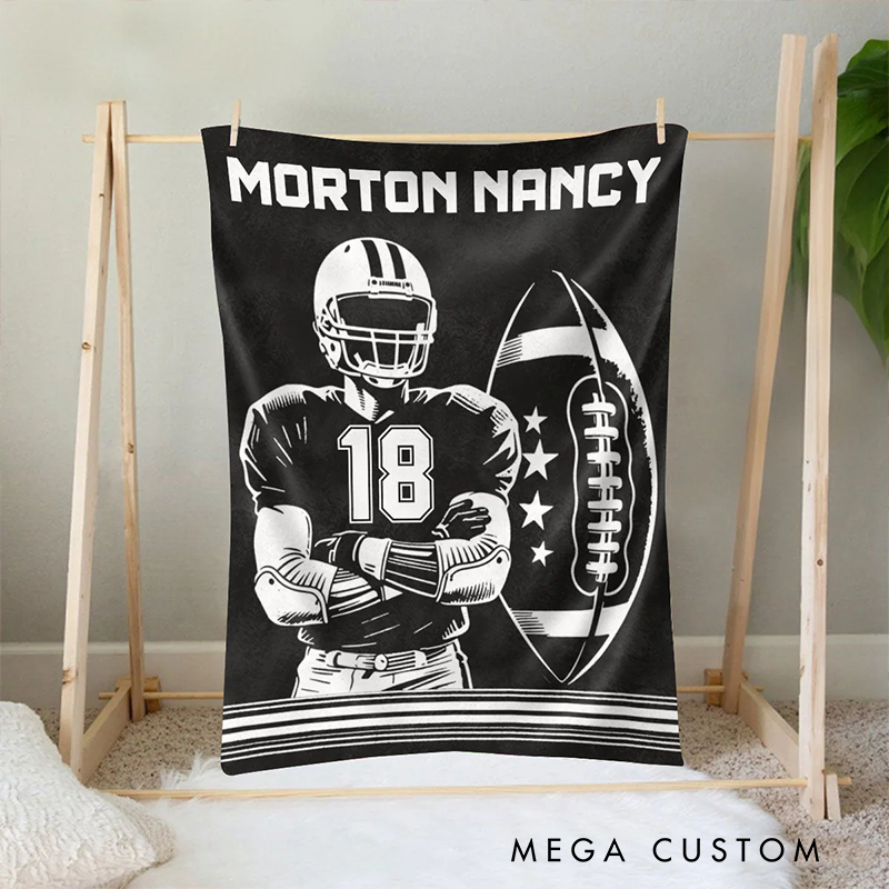 Personalize Your American Football Blanket with Custom Name and Number Design