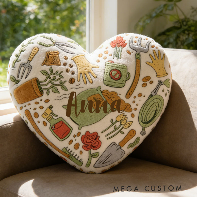Personalized Garden Heart Harmony Pillow with Custom Name Graphic 3D Print Pillow for Gardening Lovers