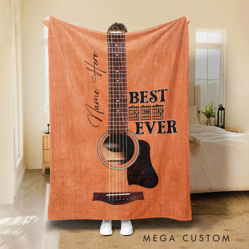 Personalized Guitar Blankets Best Dad Ever Blanket Custom Guitar Blanket Gift and Guitar Lover