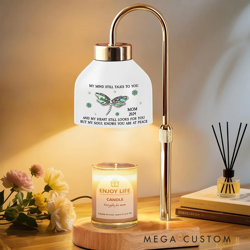 Personalized Candle Warmer Lamp Custom Memorial Gift Dragonfly My Mind My Heart My Soul Sympathy Gift