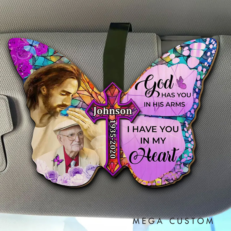 Personalized Wooden Photo Car Visor Clip Have You In My Heart Memorial Gift for Loss of Loved One Sympathy Gift