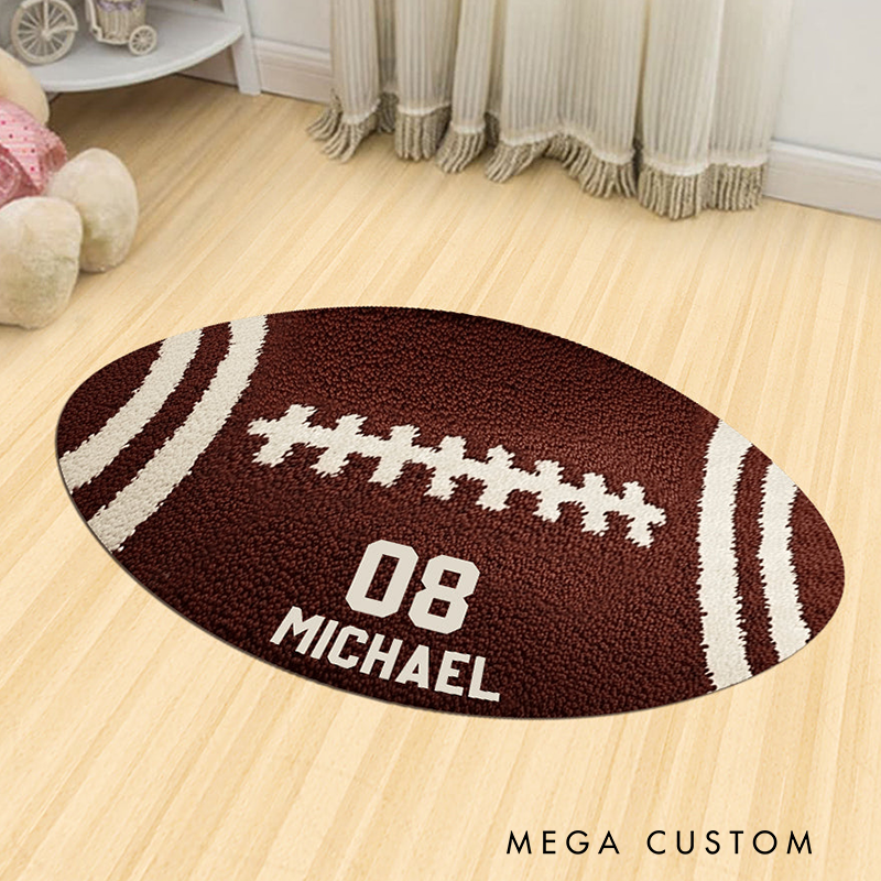 Personalize Your Football Rug with a Unique Custom Name and Number Design