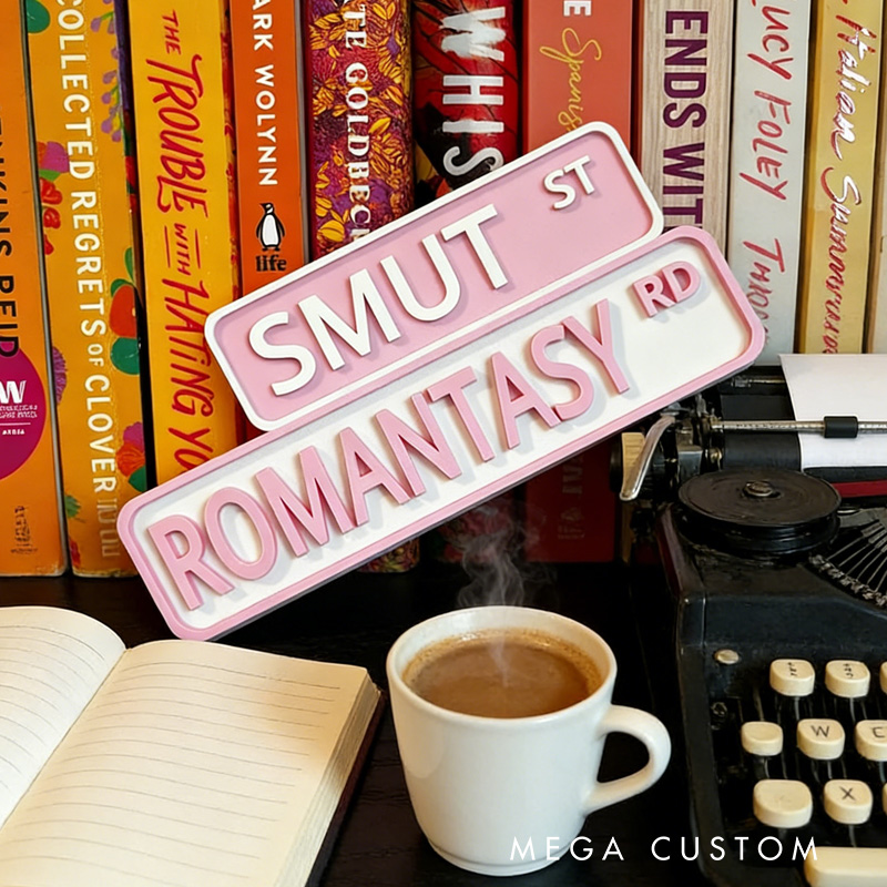 Personalized Bookshelf Street Sign Name 3D Printed Library Decor Book Lover Gift for Bookish Bookworm Reader