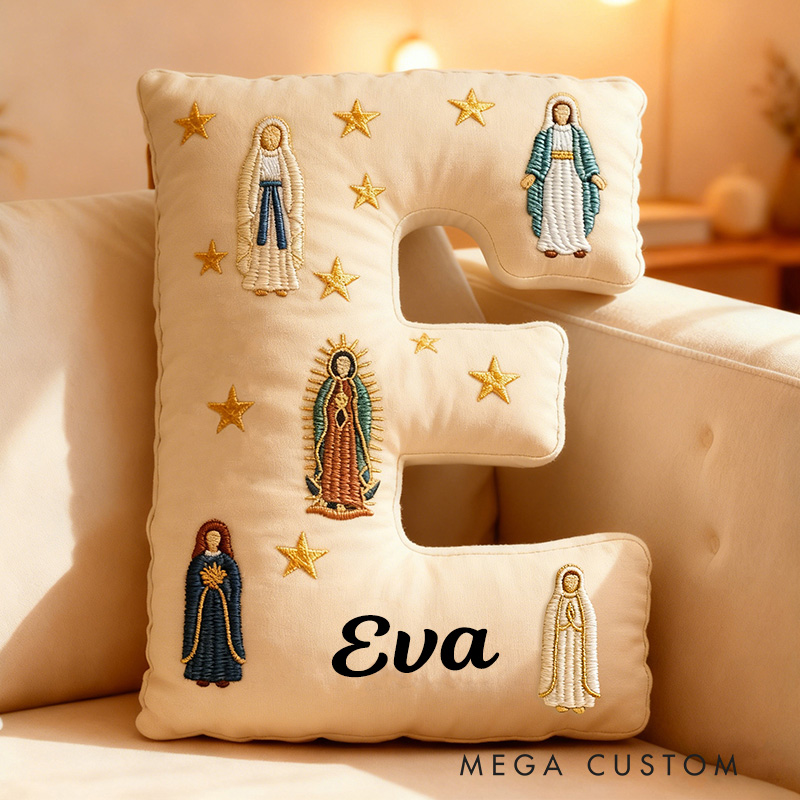 Personalized Hail Mary Full of Grace Letter Pillow with Custom Name Virgin Mary Home Decor Catholic Gift for Her Catholic Saints Graphic 3D Print
