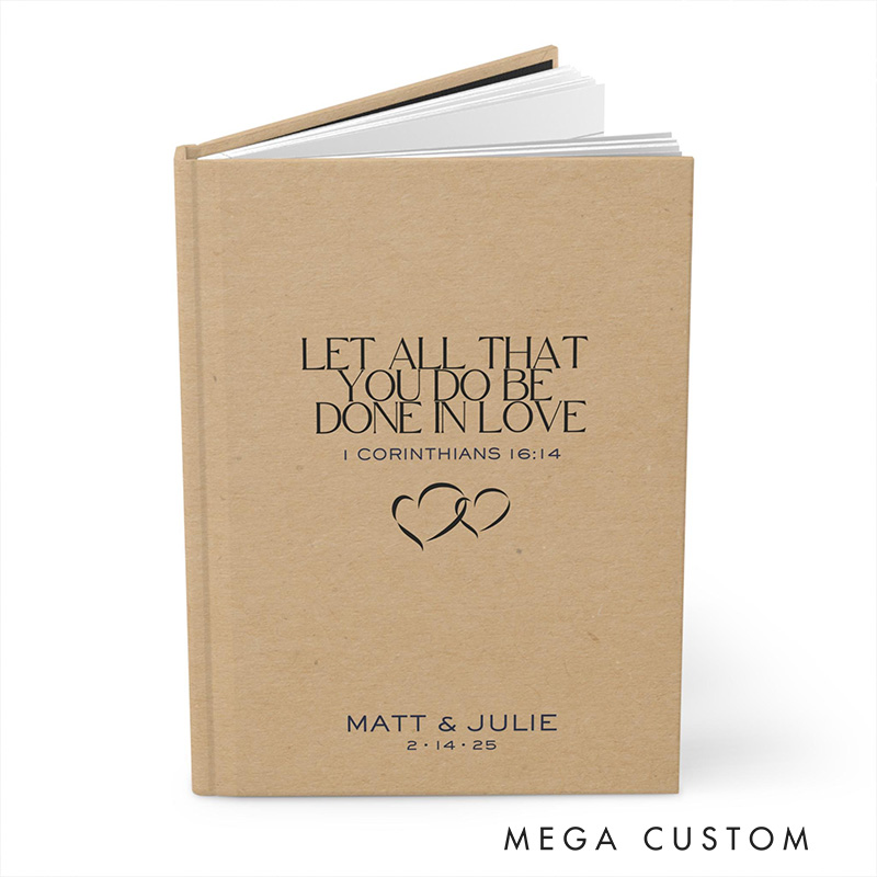 Personalized Let All that You Do be Done in Love A5 Prayer Journal with Name and Date Christian Couple Notebook Biblical Wedding Gift for Anniversary