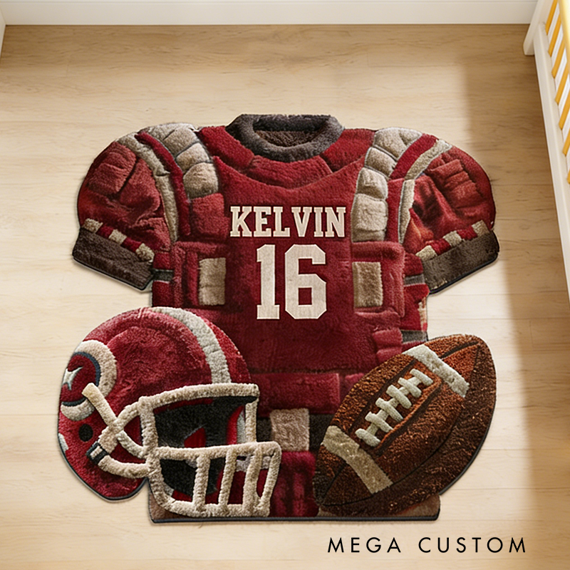 Personalized American Football Doormat with Custom Name and Jersey Design