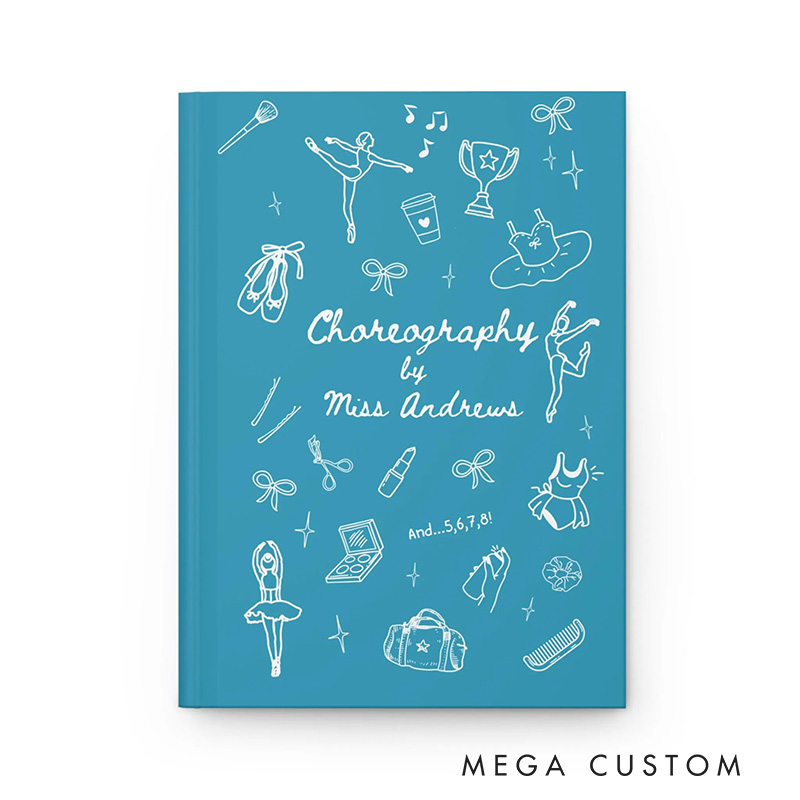 Personalized A5 Line Art Ballet Hardcover Journal Custom Ballerina Notebook Choreography Studio Dancer Gift Recital or Team Gift for Ballerinas