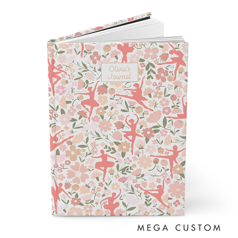 Personalized A5 Flora Ballet Hardcover Journal Custom Ballerina Notebook Choreography Studio Dancer Gift Recital or Team Gift for Ballerinas