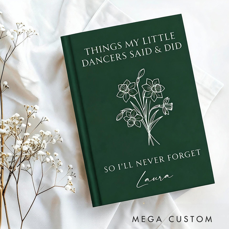 Personalized A5 Name Dance Coach Hardcover Journal Custom Birth Flower Ballet Teacher Appreciation Notebook Choreography Studio Dancer Gift