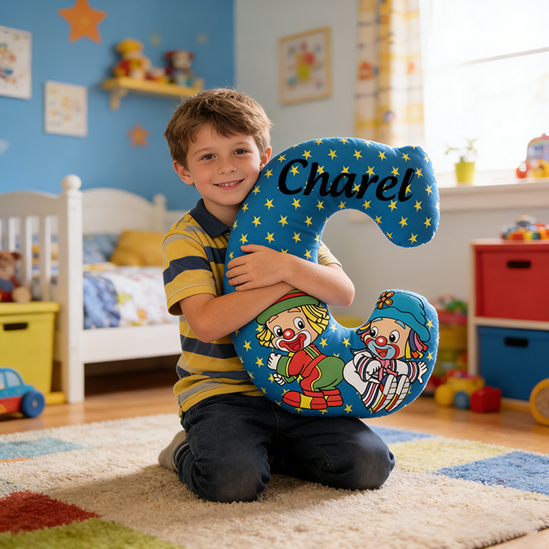 Personalized Clown Themed Custom Letter and Name Boy and Girl Gift Pillow Soft Decorative Graphic 3D Print Pillow for Kids