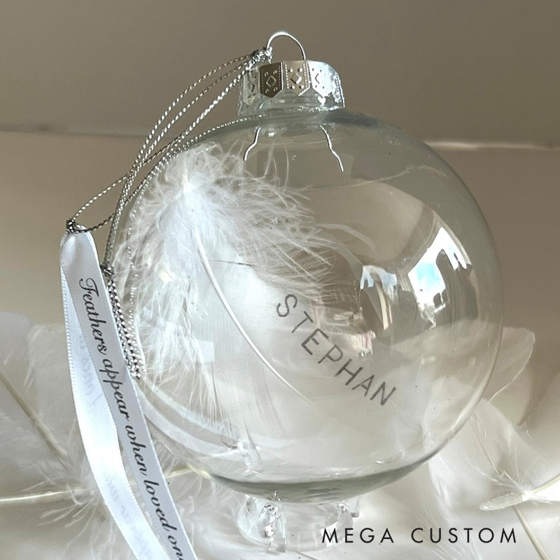 Personalised Feather Memorial Bauble Remembrance Ornament Hanging Ornament with Display stand Sympathy Gift Memorial Gift 