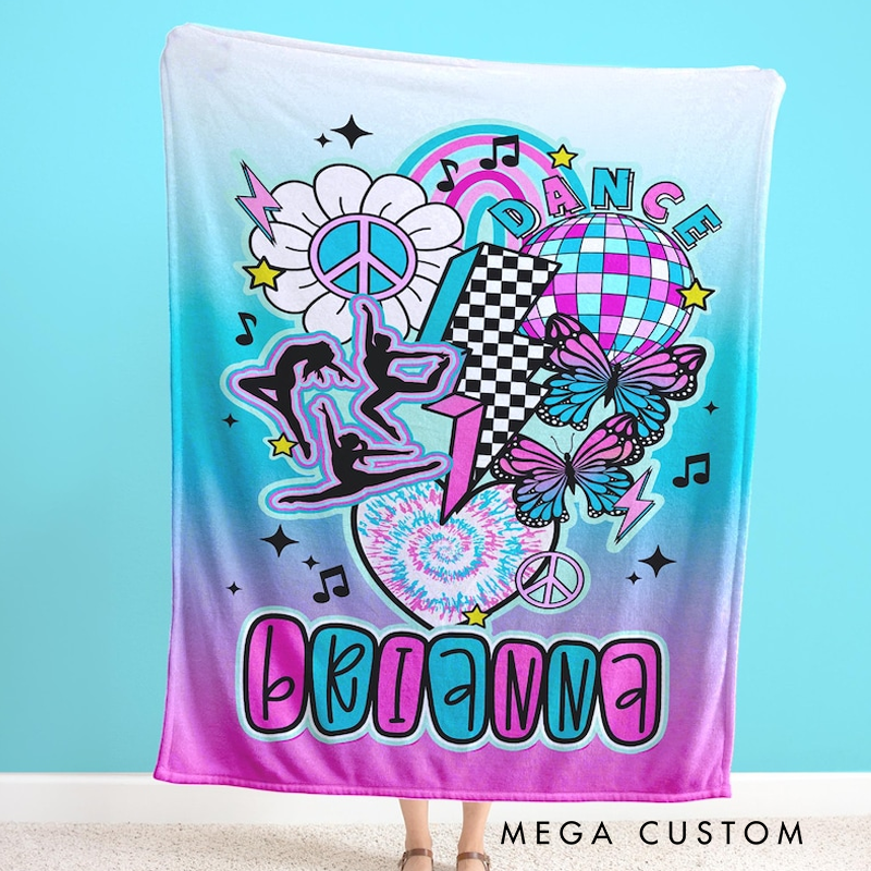 Personalized Name Gradient Hipper Dance Blanket Gift for Her