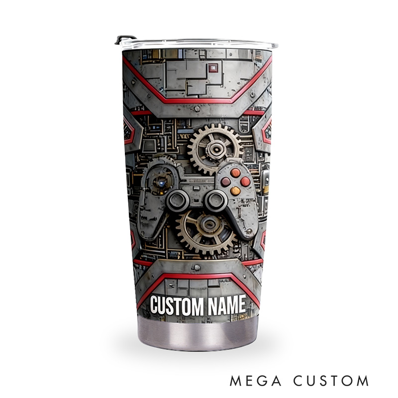 Personalized 2D Flat Controller Machine 20oz Tumbler Gamer Stainless Steel Tumbler Player Controller Video Game Tumbler Gamer Gift