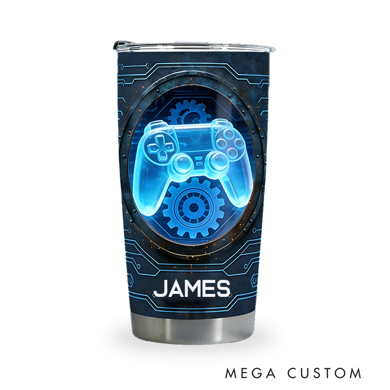 Personalized 2D Flat Cyber Controller Machine 20oz Tumbler Gamer Stainless Steel Tumbler Player Controller Video Game Tumbler Gamer Gift