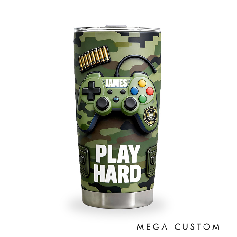 Personalized 2D Flat FPS Controller 20oz Tumbler Gamer Stainless Steel Tumbler Player Controller Video Game Tumbler Gamer Gift