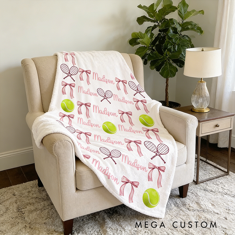 Personalized Tennis Blanket with Custom Name Design for Fans