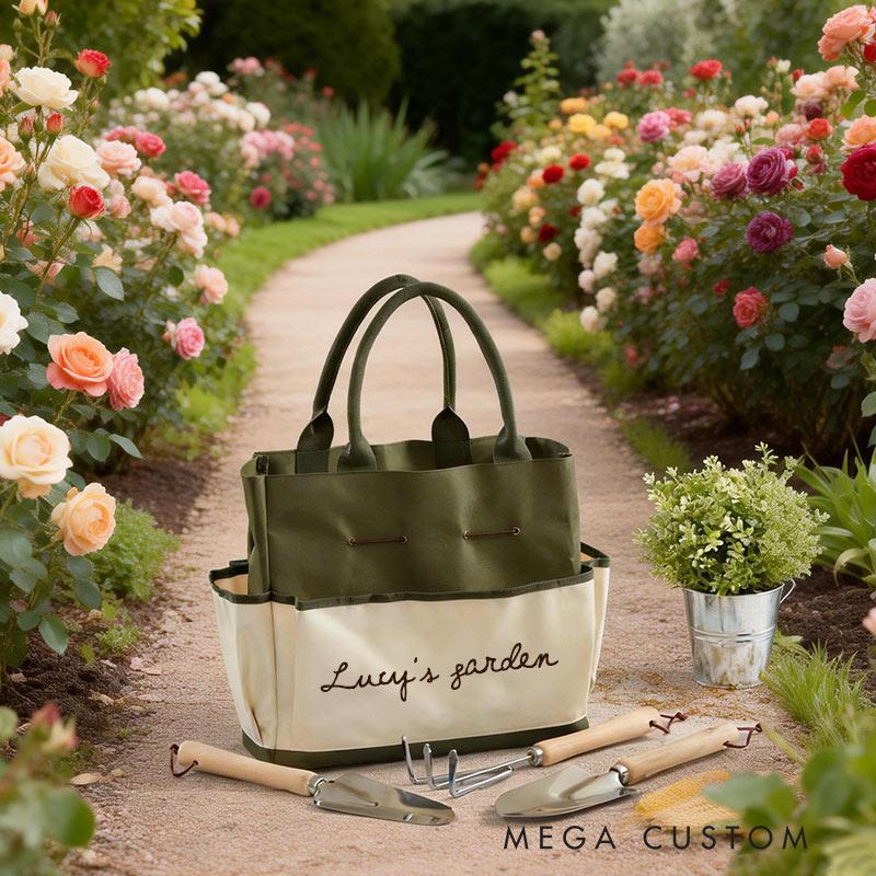 Personalized Garden Tote Set Tote Bag with Name for Gardener and Gardening Lovers