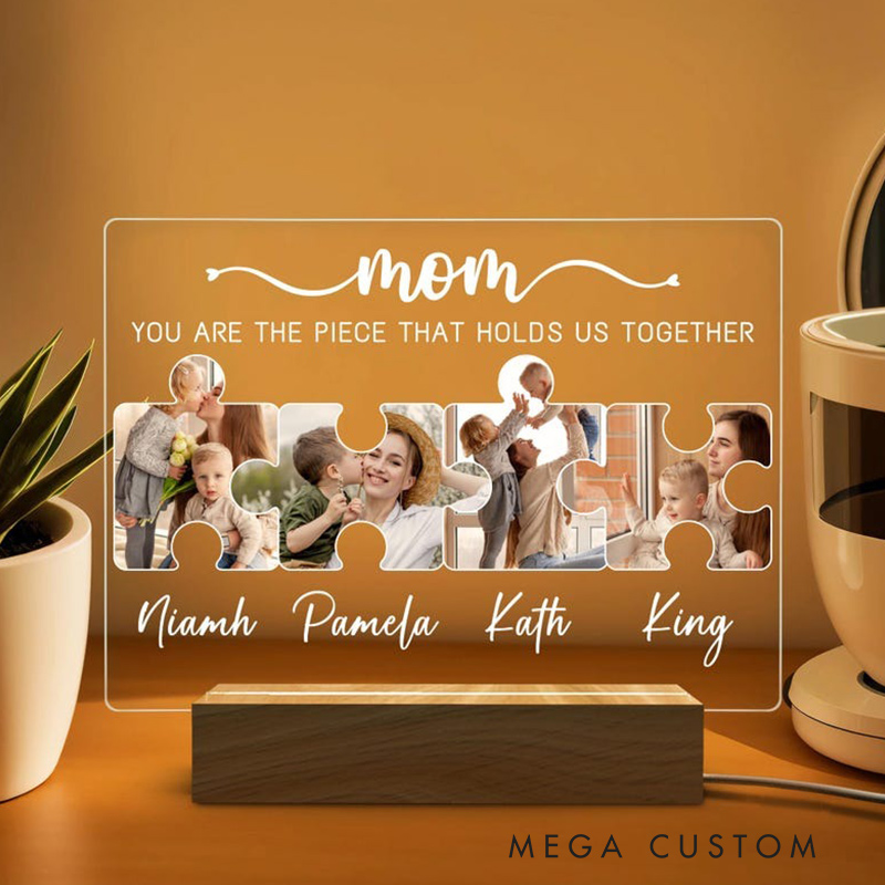 Personalized Puzzle Family Photo Lamp Custom Mother's Day Night Light Gifts for Mother Warm Parent-Child Photo Lamp Best Gifts for Her
