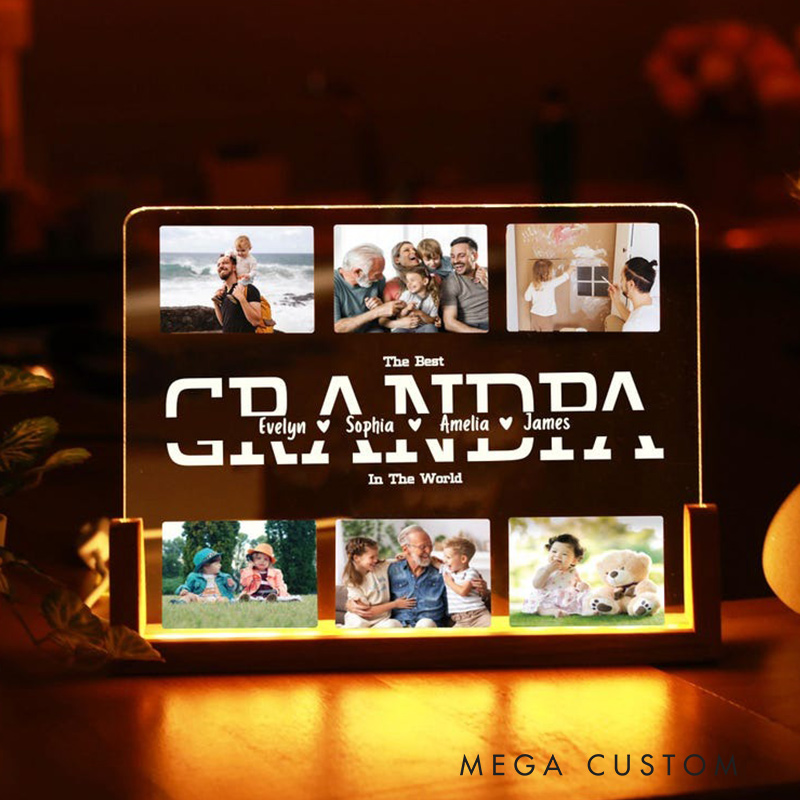 Personalized Photo Night Light Photo Collage LED Light Custom Photo Lamp Father Gift from Kids