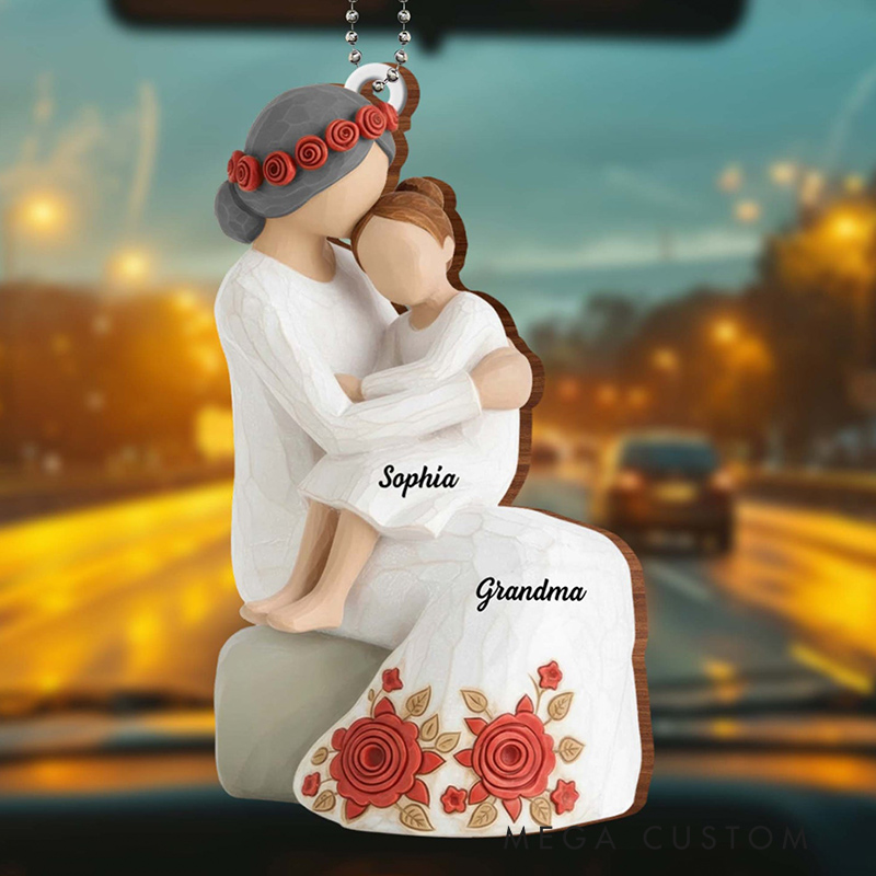 Personalized Wood Ornament A Beautiful Bond Between Generations with Flowers Gift for Granddaughters and Grandmas