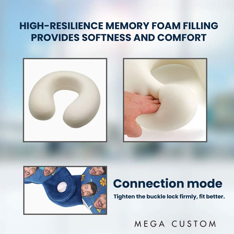 Personalized Funny Couple Summer Travel Photo U-Shaped Neck Pillows for Travel Lovers