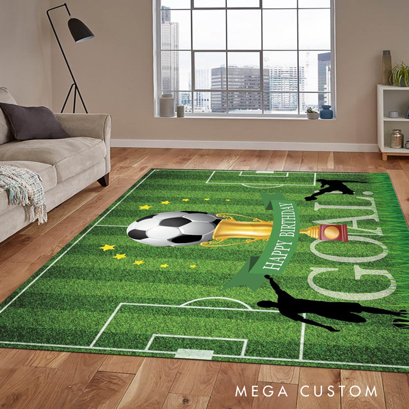 Personalized Soccer Rug with Custom Message Design for Fans