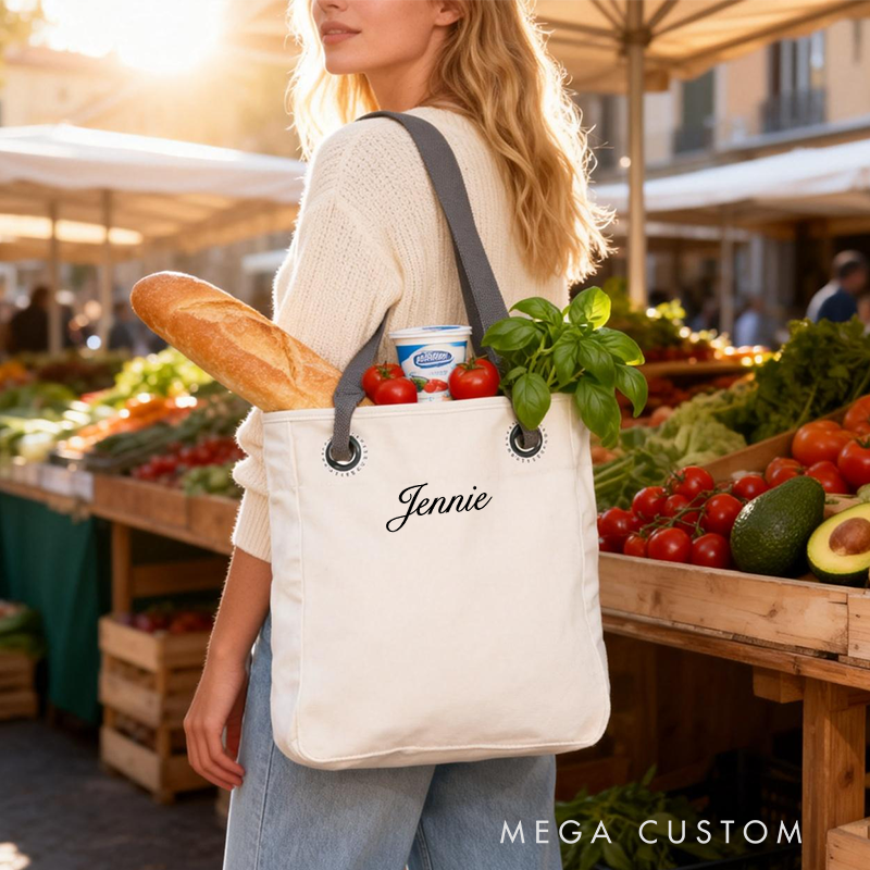 Personalized Canvas Tote Bag with Name Custom Name Bag Canvas Tote Bag Gift for Her Gift for Mother Wife