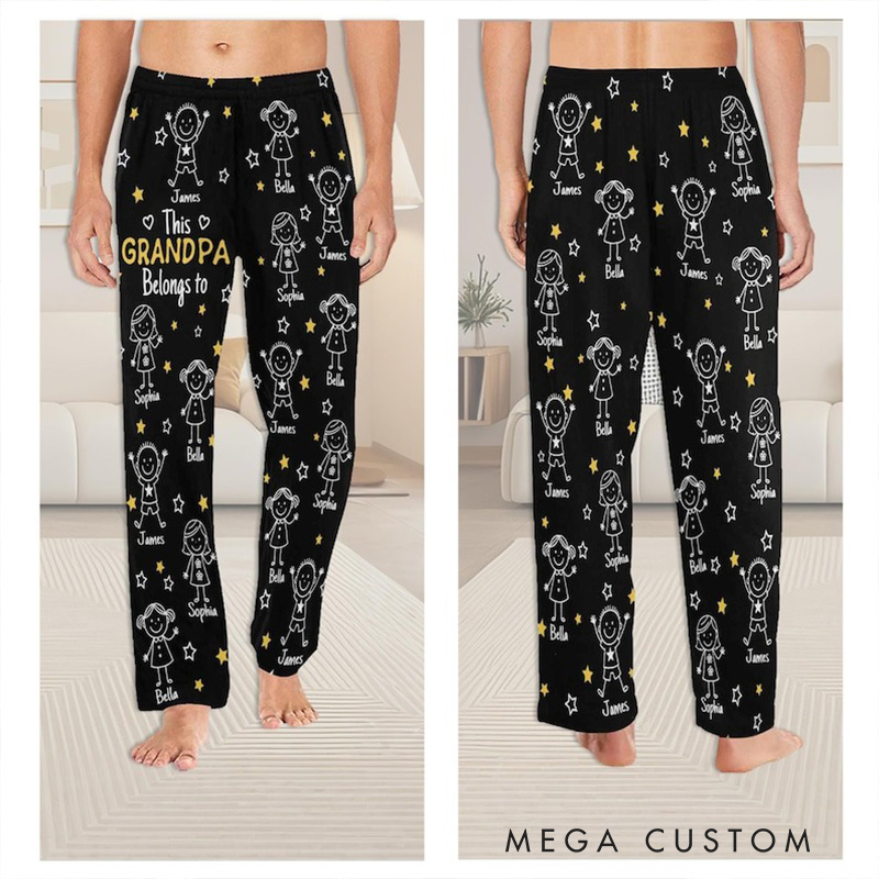 Personalized Name Pajamas Pants This Grandpa Belongs to Pajama Pants Gifts for Grandma Grandpa