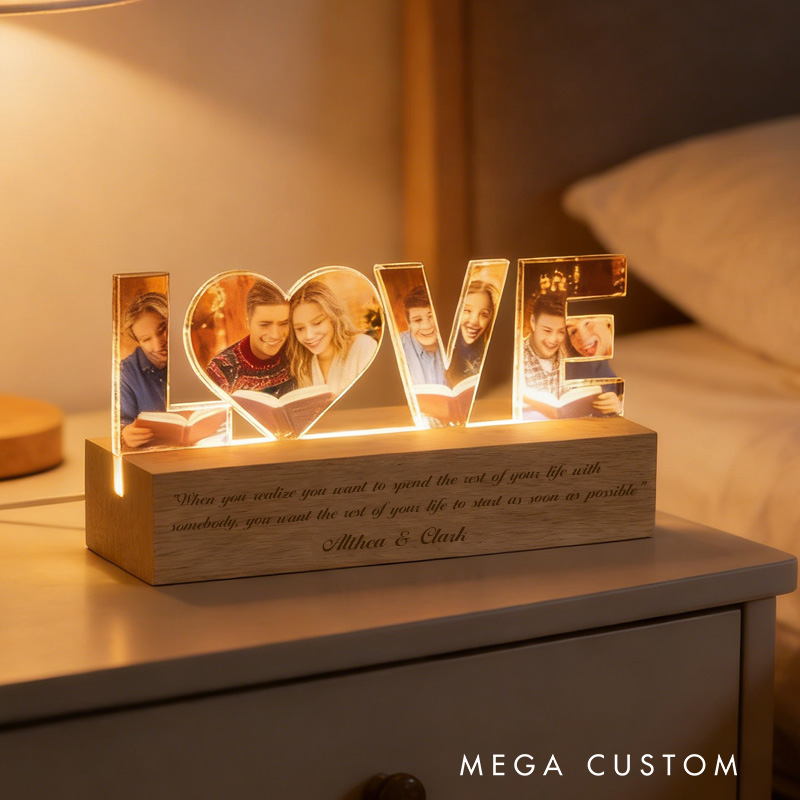 Personalized Reading Couple Night Light Mimi Light Night Light with Name and Base Home Decor Anniversary Valentine's Day Gift for Girls Wife
