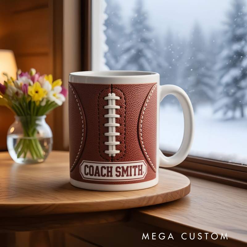 Personalized American Football Mug with Custom Name for Fans and Enthusiasts