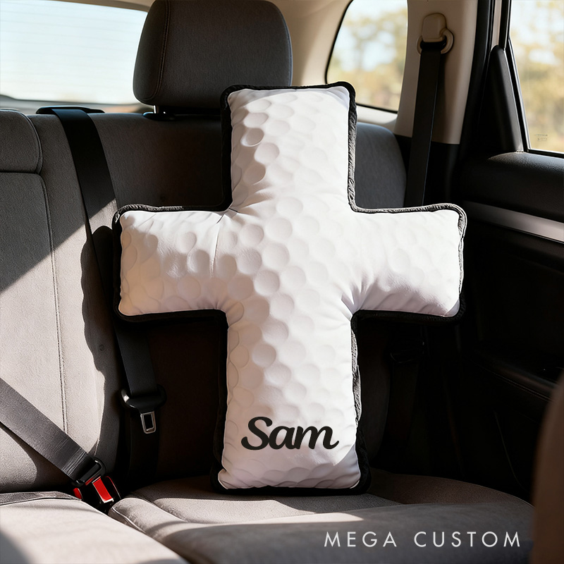Personalized Golf Ball Cross Pillow with Custom Home Decor Graphic 3D Print Pillow Christian Sports Gift Religious Gift for Golf Lover