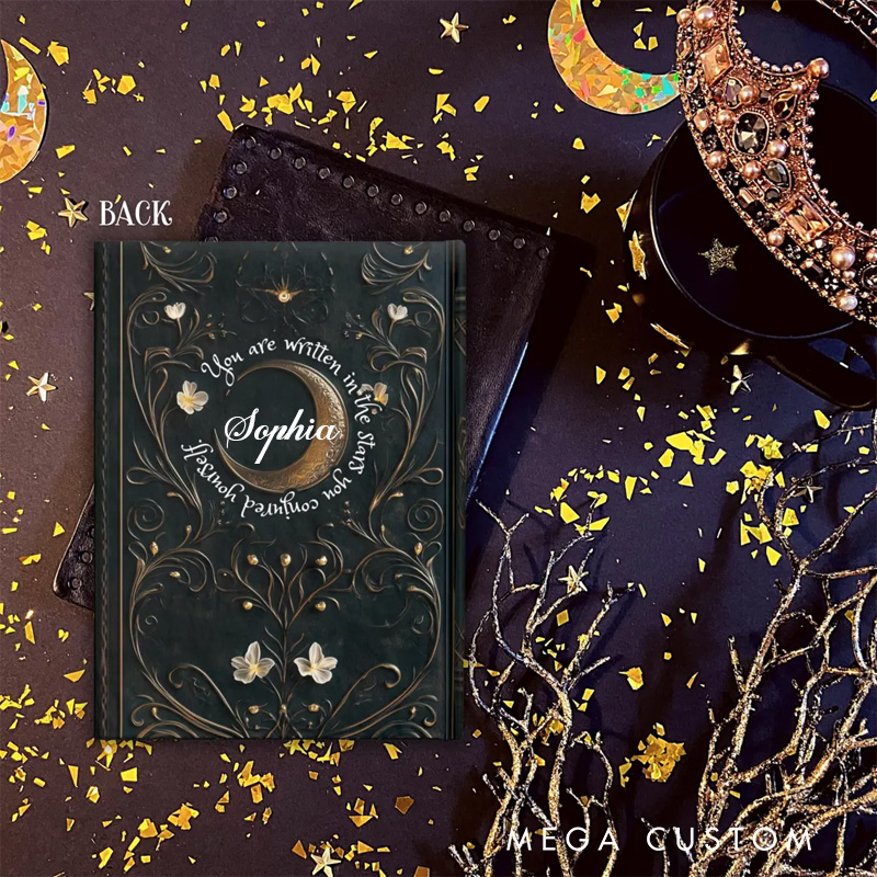 Personalized Dark Celestial Grimoire Spellbook Hardcover Journal Witch Notebook Magic Lover Gift