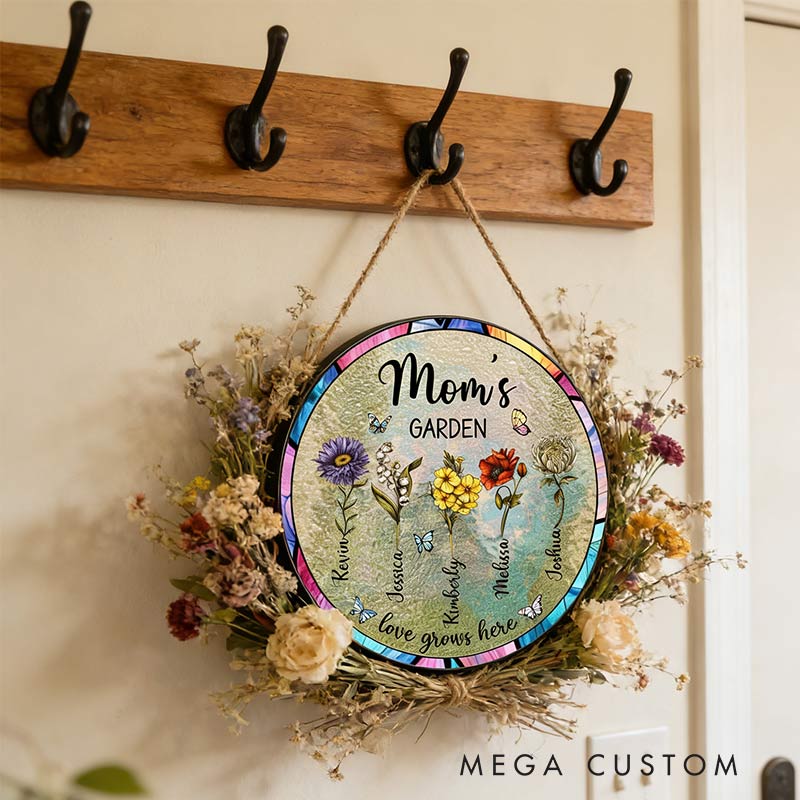 Personalized Birth Month Flower Fairy Stained Glass Suncatcher Grandma's Garden Gift with Name for Gardening Lovers