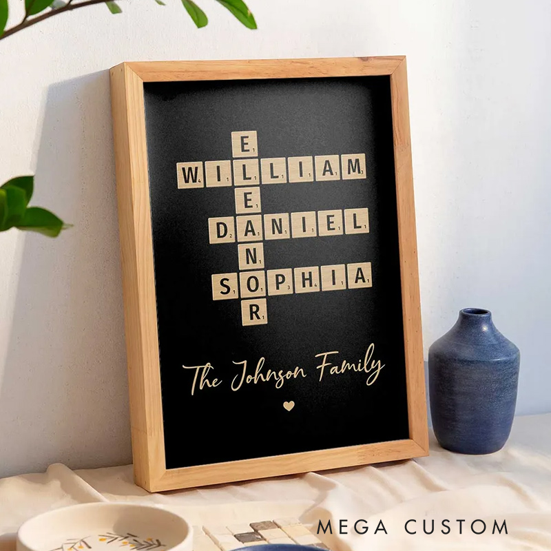 Personalized Family Crossword Art Poster Created In A Moment Treasured Forever Family Gift