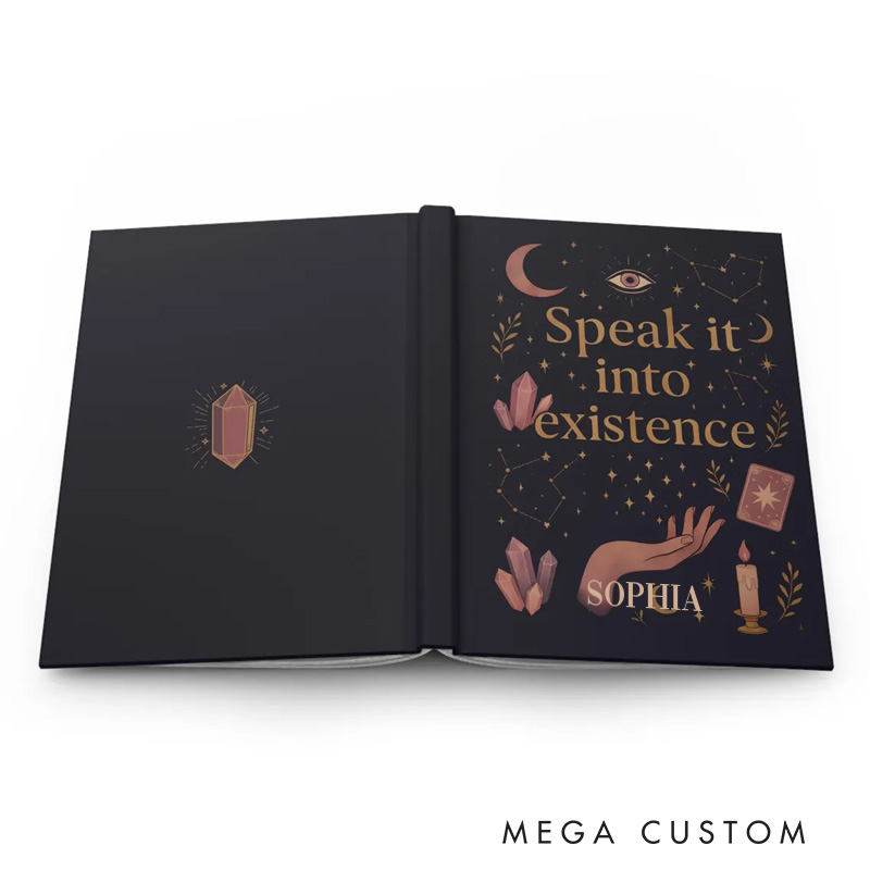 Personalized Speak It Into Existence Hardcover Journal Dark Academia Witchy Notebook Magic Lover Gift Manifestation