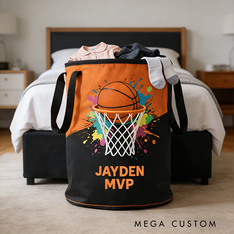 Personalized Basketball Laundry Hamper for MVPs with Custom Name Design