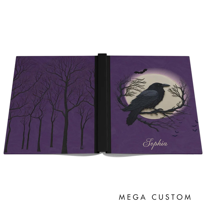 Personalized Spooky Raven Hardcover Journal Witchy Notebook Magic Lover Gift Manifestation Spell Book